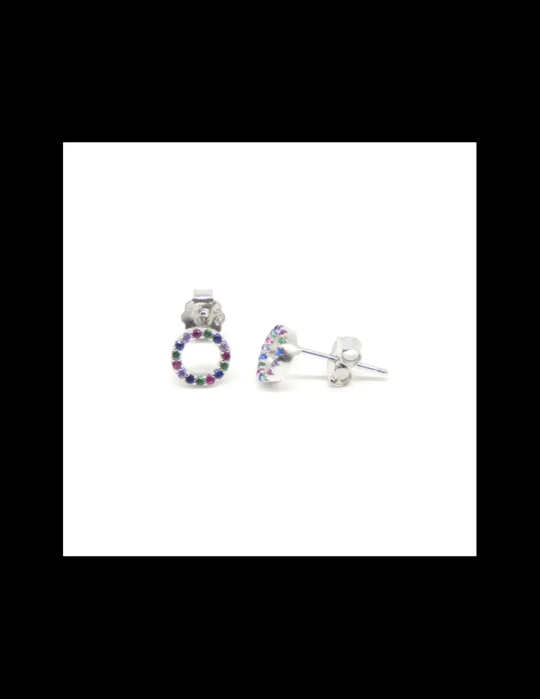 Fashion Pendientes aro circonitas multicolor plata de Ley rodiada Pendientes De Plata