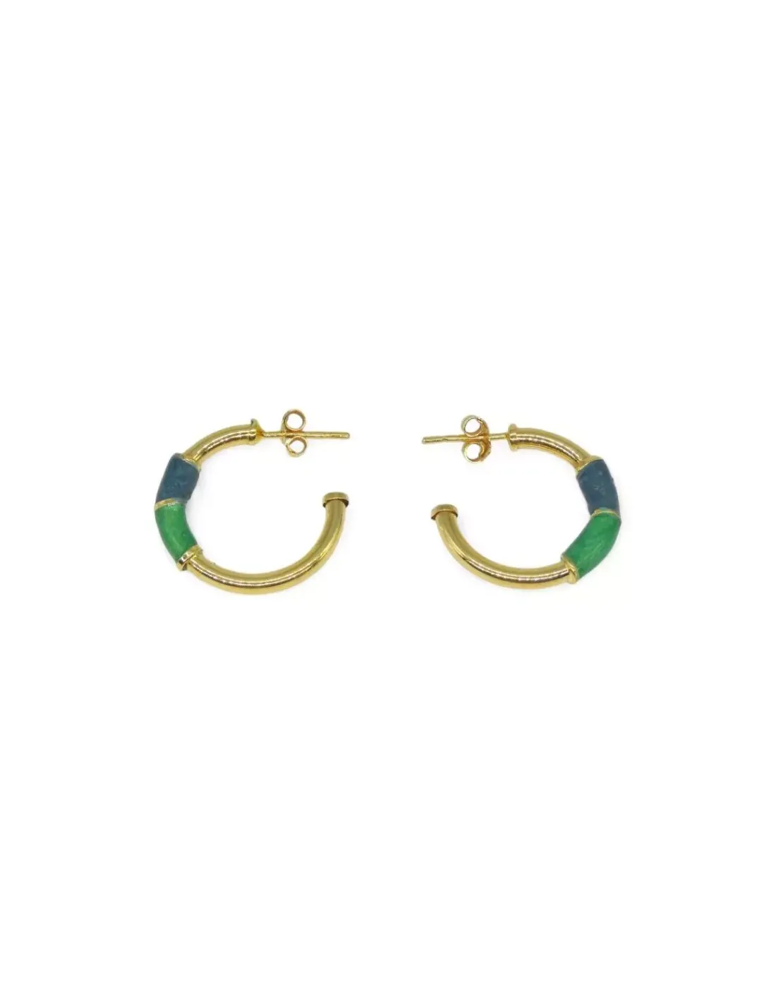 Sale Pendientes aro decorado azul y verde oro 18k Aros De Oro