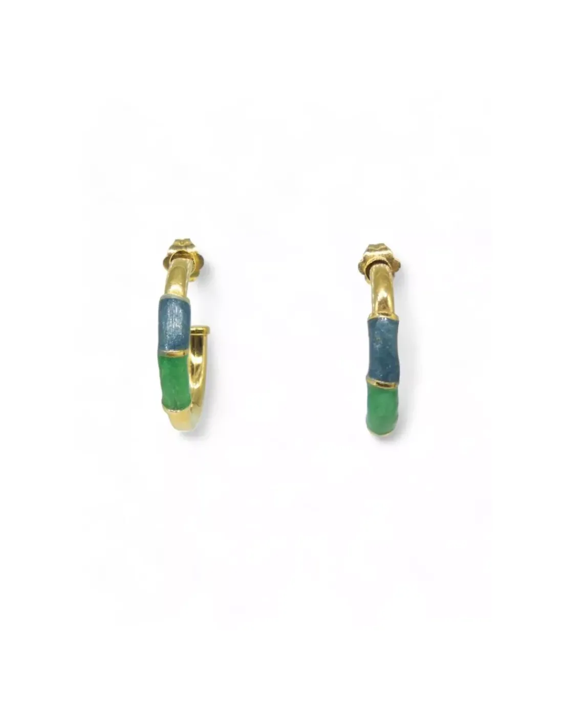 Sale Pendientes aro decorado azul y verde oro 18k Aros De Oro