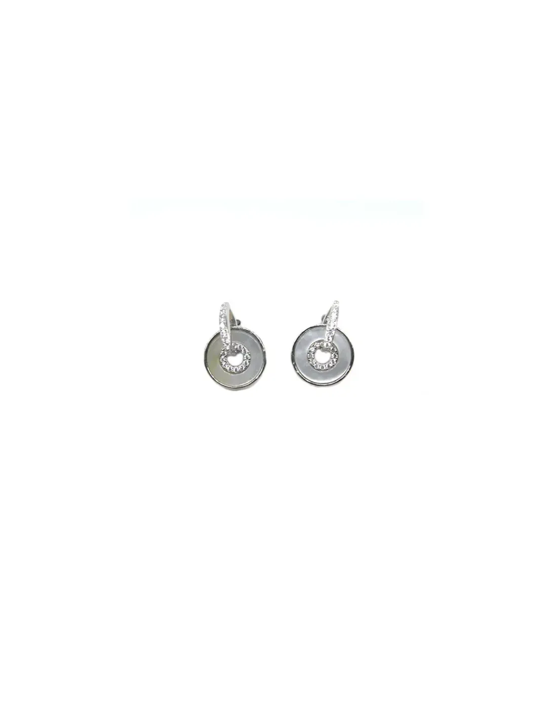 Shop Pendientes aro nácar y circonitas 16mm plata Pendientes De Plata