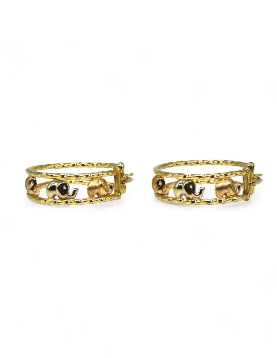 Online Pendientes aros elefantes bicolor acabados mate oro18k Pendientes De Oro