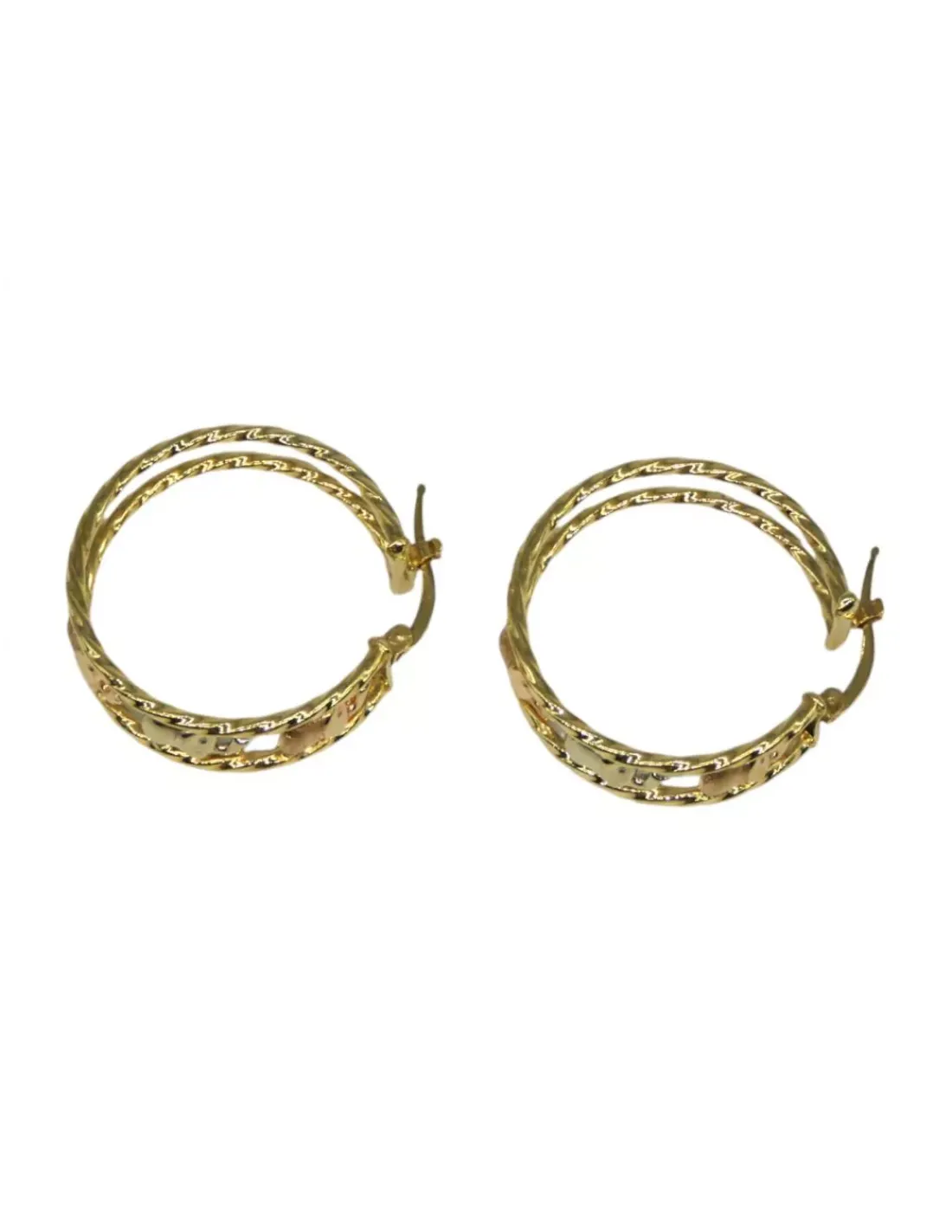 Online Pendientes aros elefantes bicolor acabados mate oro18k Pendientes De Oro