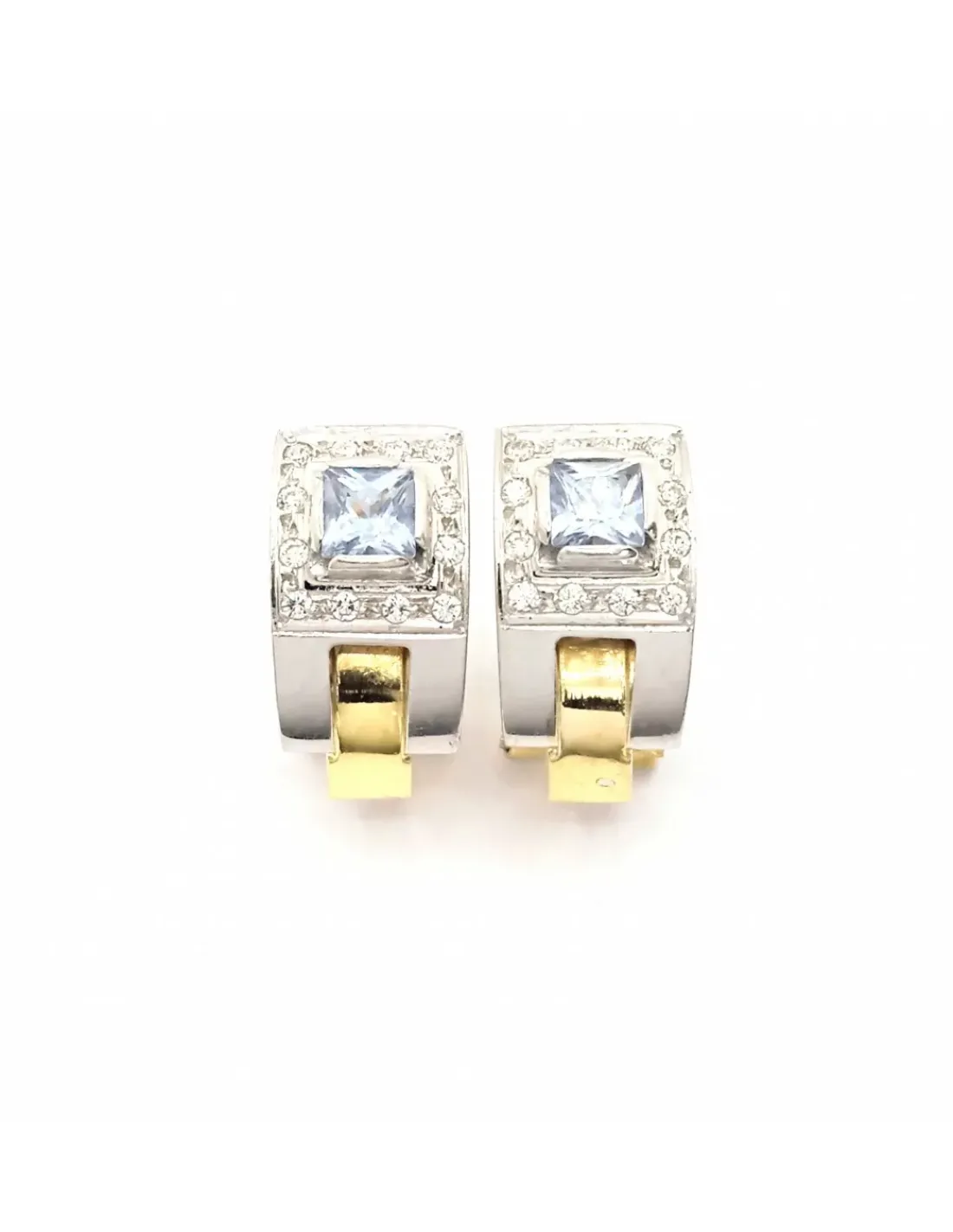 Best Sale Pendientes bicolor aguamarina y circonitas oro 18k Especial Piedras Preciosas | Pendientes De Oro