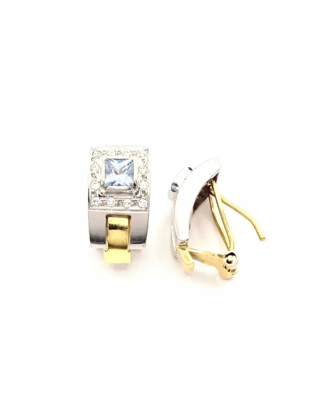 Best Sale Pendientes bicolor aguamarina y circonitas oro 18k Especial Piedras Preciosas | Pendientes De Oro