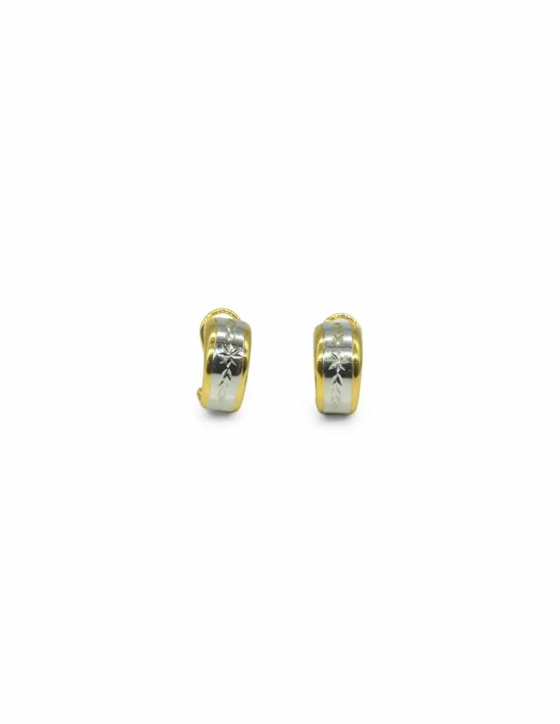 Hot Pendientes bicolor labrados oro 18k Pendientes De Oro