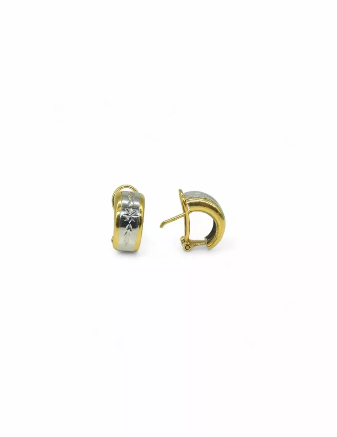 Hot Pendientes bicolor labrados oro 18k Pendientes De Oro