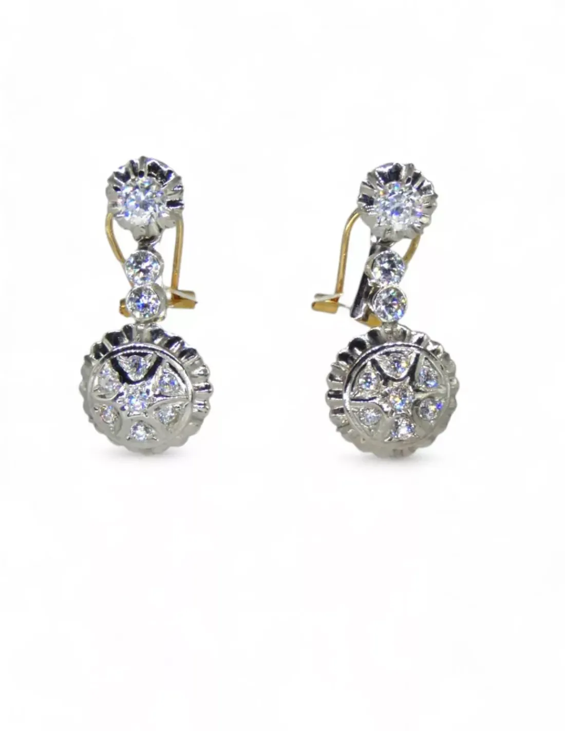 Flash Sale Pendientes bicolor largos circonitas oro 18k Pendientes De Oro