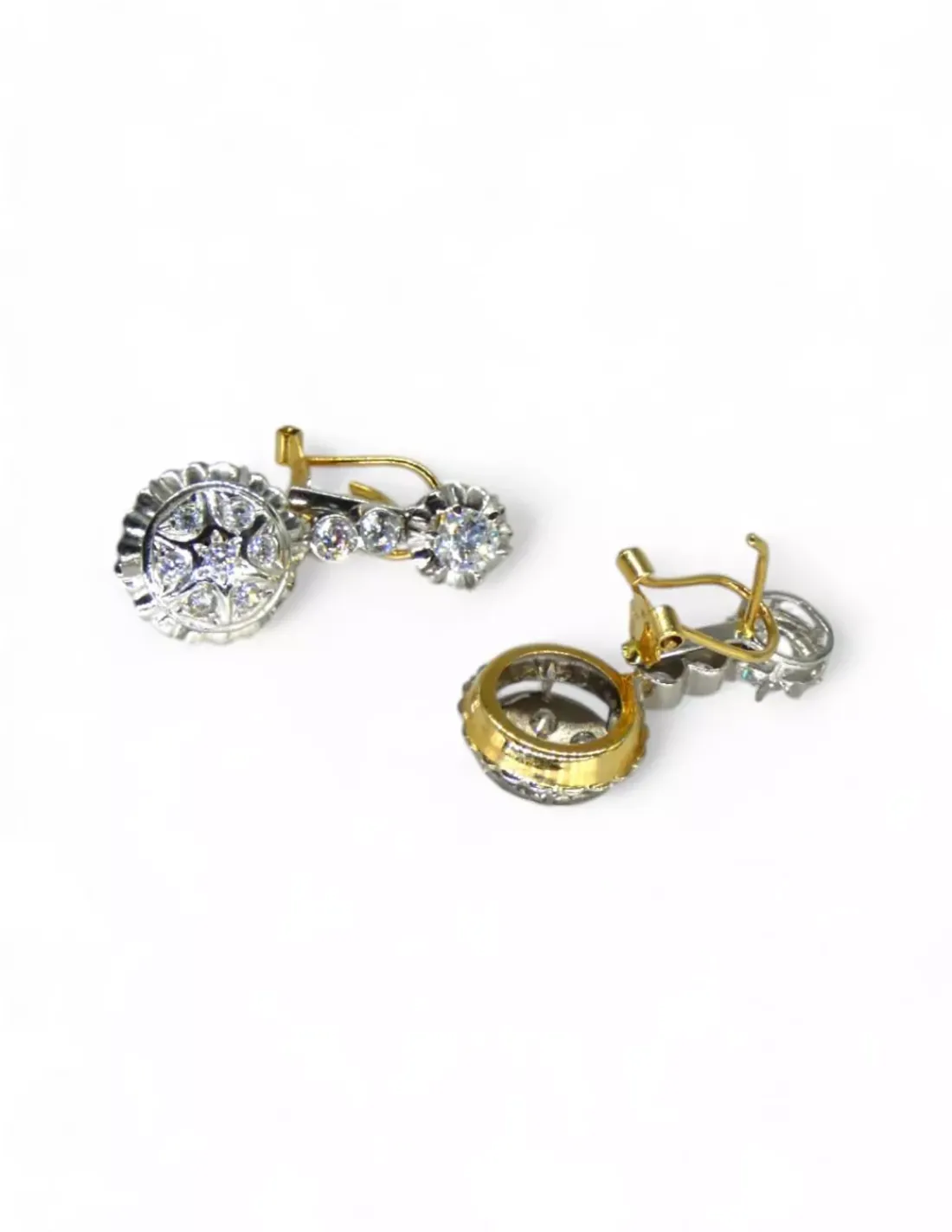 Flash Sale Pendientes bicolor largos circonitas oro 18k Pendientes De Oro