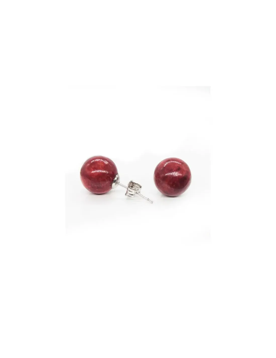 Fashion Pendientes bola coral plata de Ley - 10mm Pendientes De Plata