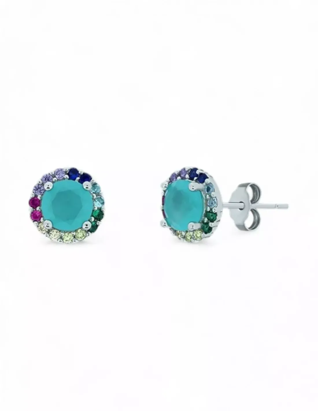 Shop Pendientes circonitas colores y cuarzo turquesa plata 925 Pendientes De Oro