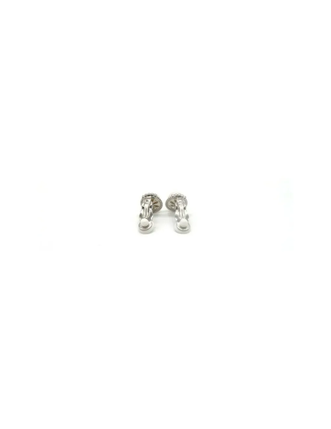 Sale Pendientes con clip perla natural blanca con base plata trenzada y 5 circonitas Pendientes De Plata