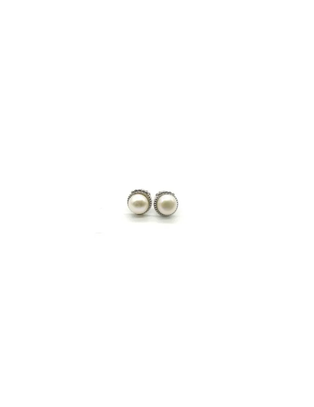 Sale Pendientes con clip perla natural blanca con base plata trenzada y 5 circonitas Pendientes De Plata