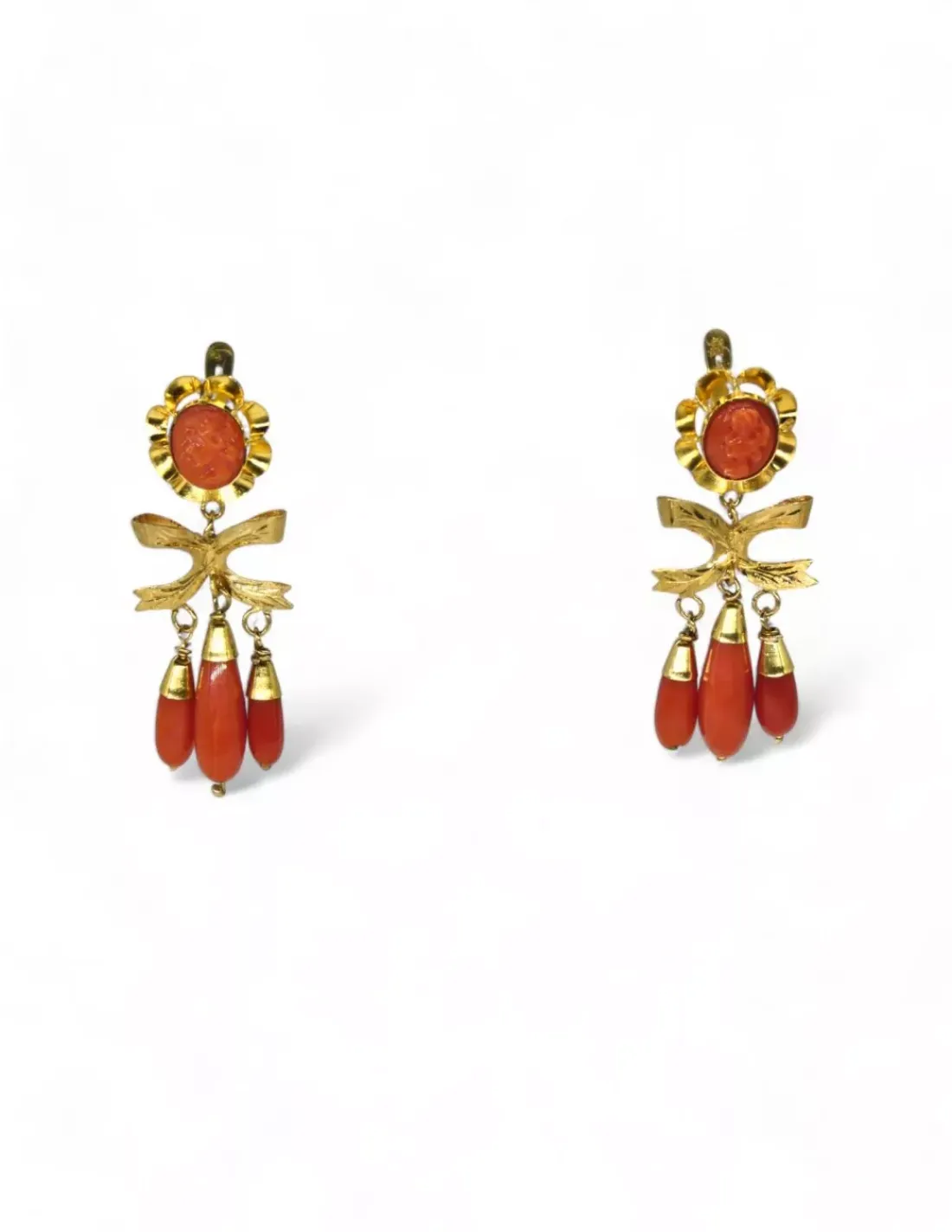 Hot Pendientes coral oro 18k Pendientes De Oro