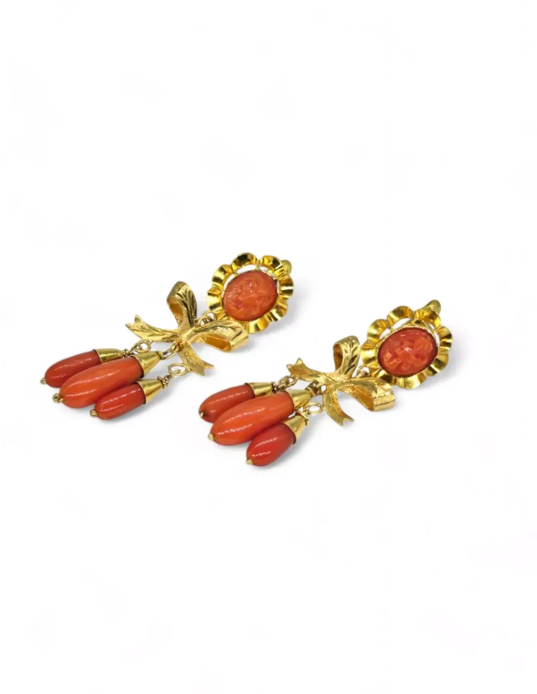 Hot Pendientes coral oro 18k Pendientes De Oro
