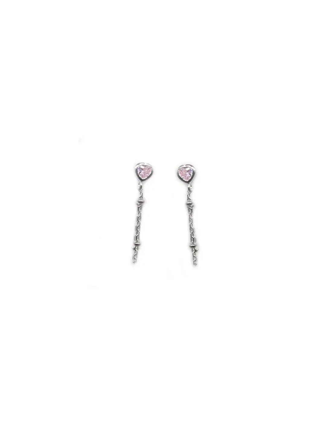 Online Pendientes  corazón circonita rosa con cadena plata 925 Pendientes De Plata