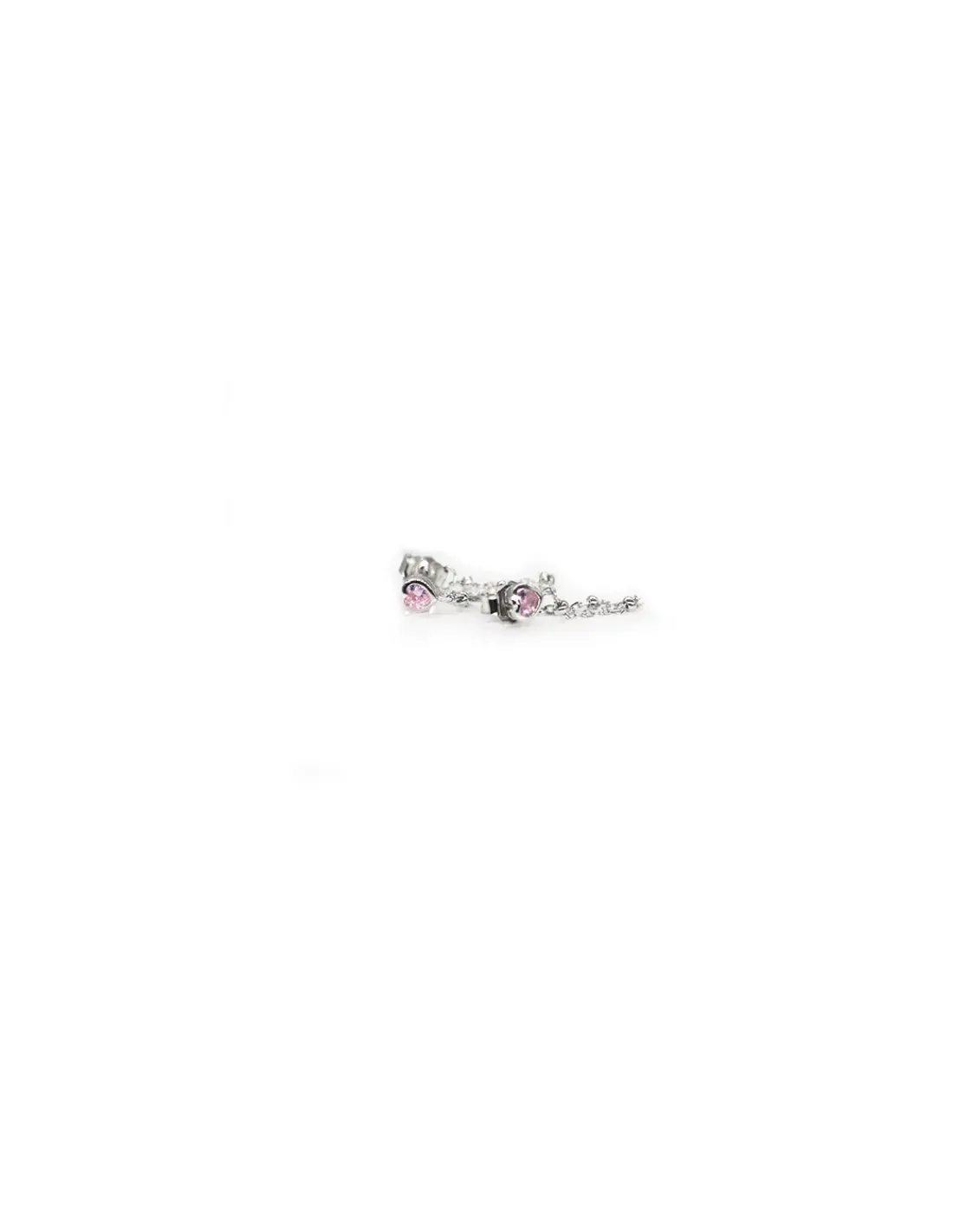 Online Pendientes  corazón circonita rosa con cadena plata 925 Pendientes De Plata