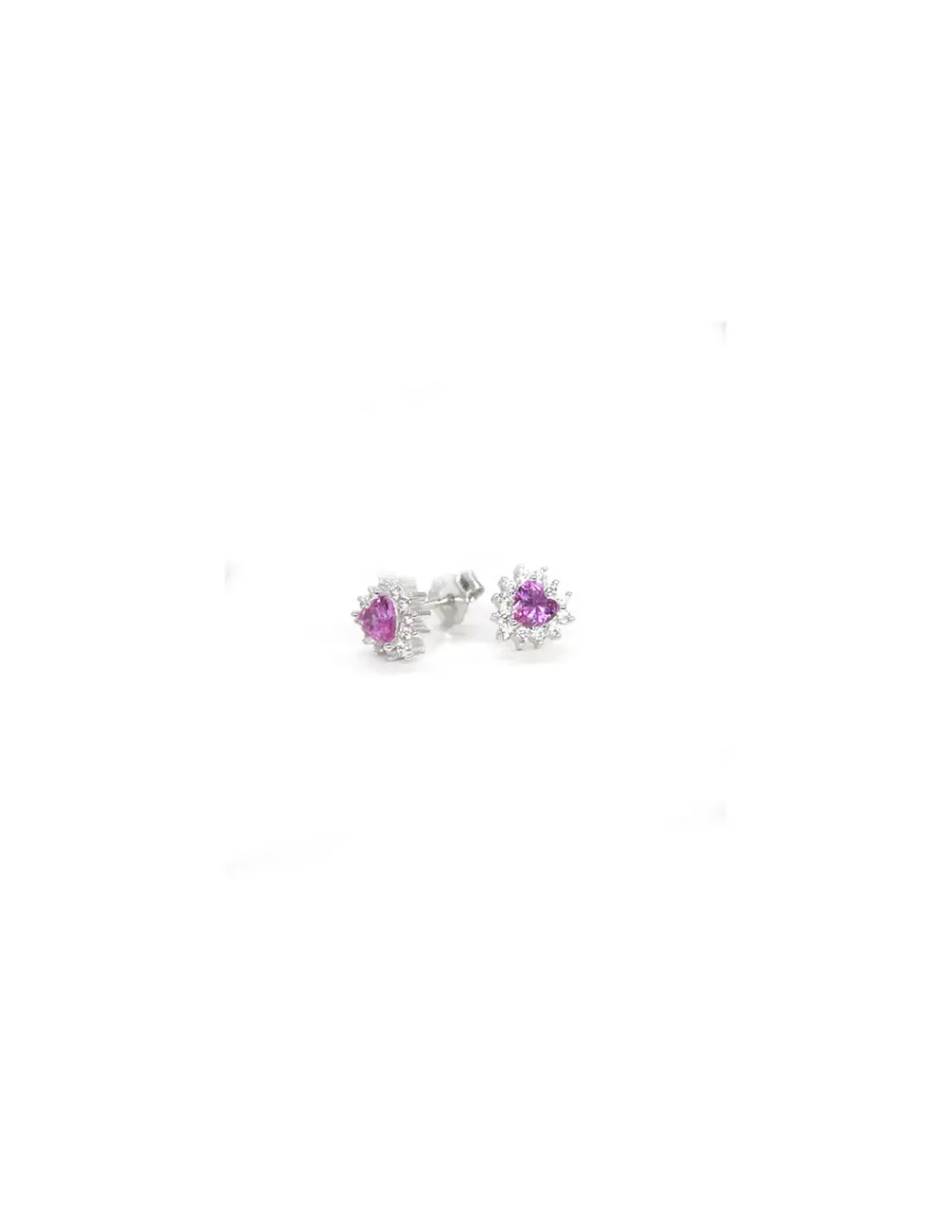 Cheap Pendientes corazón circonitas con corazón rosa plata rodio Pendientes De Plata