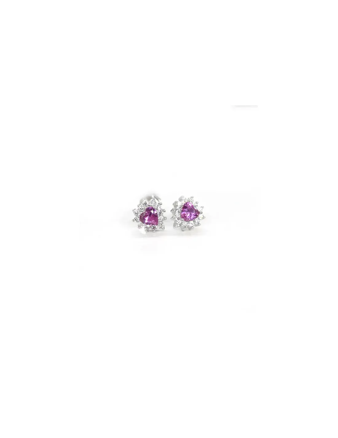 Cheap Pendientes corazón circonitas con corazón rosa plata rodio Pendientes De Plata