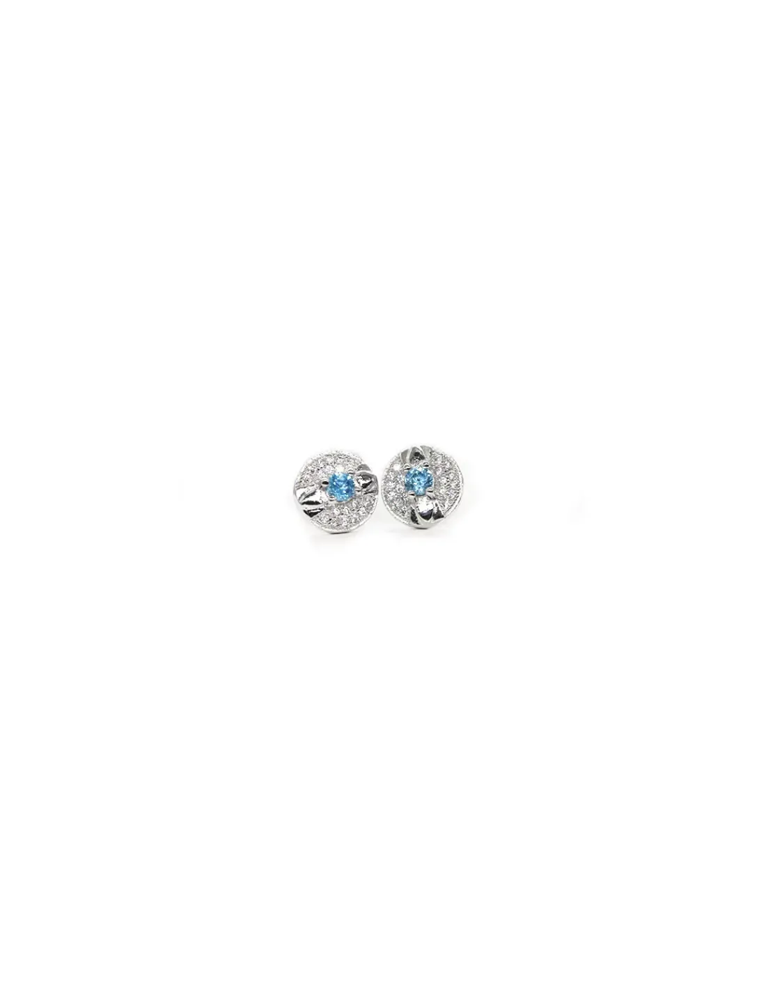 Best Sale Pendientes círculo circonitas 10mm y aguamarina redondo Plata Pendientes De Plata
