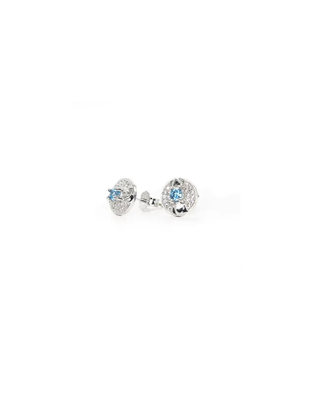 Best Sale Pendientes círculo circonitas 10mm y aguamarina redondo Plata Pendientes De Plata