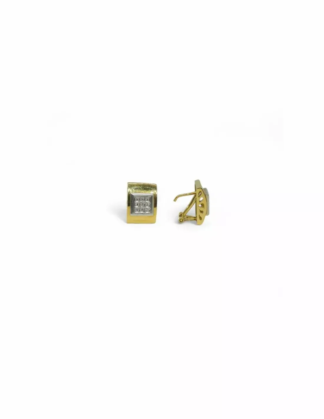Best Sale Pendientes cuadrado bicolor oro 18k Pendientes De Oro