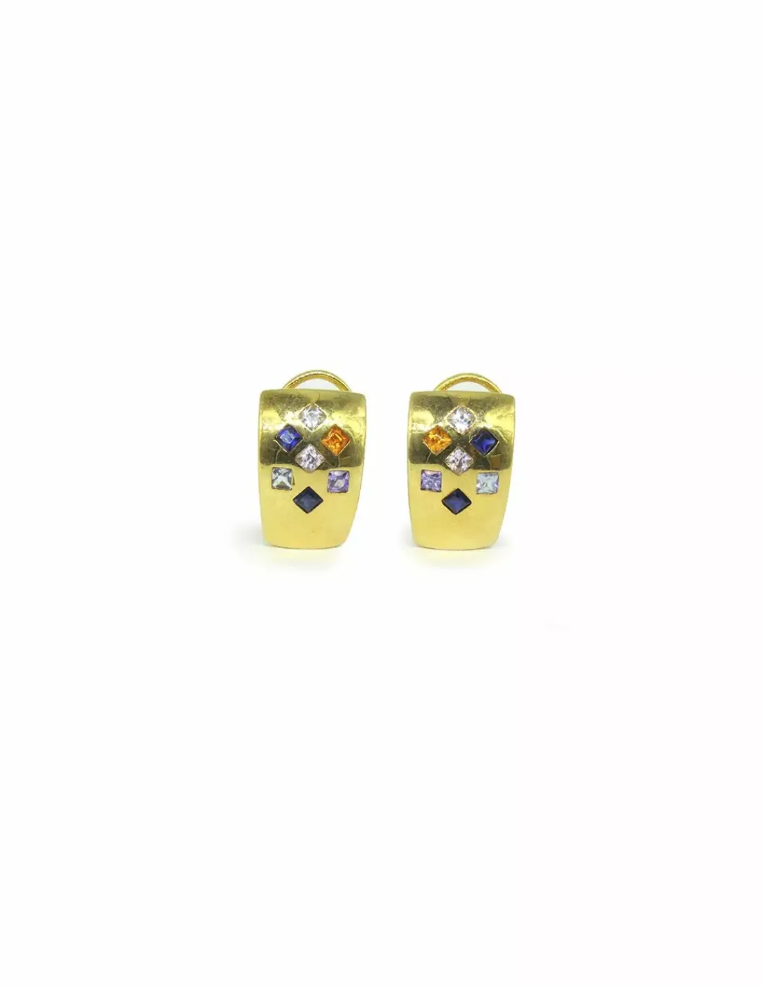 Outlet Pendientes cuadrados circonitas colores oro 18k Pendientes De Oro