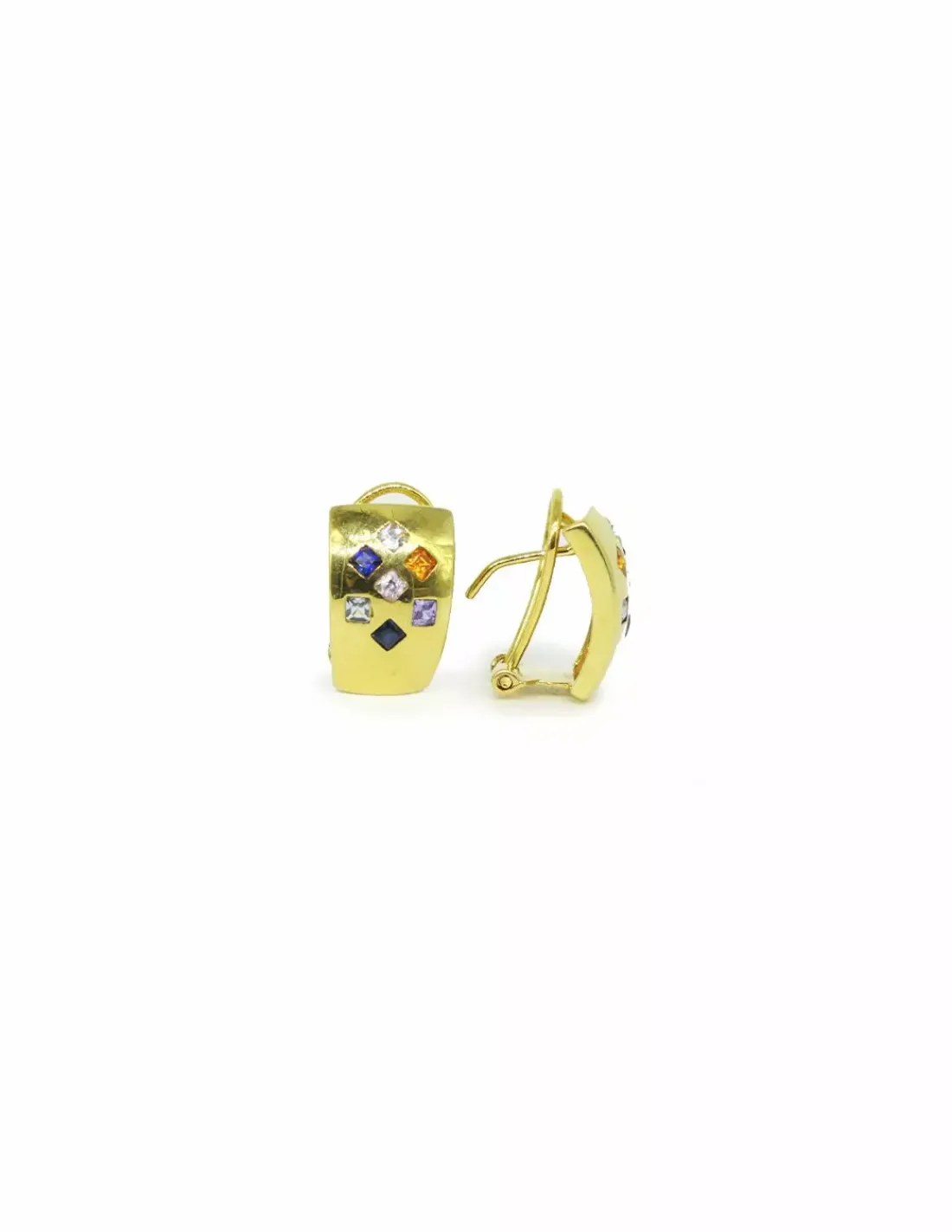 Outlet Pendientes cuadrados circonitas colores oro 18k Pendientes De Oro
