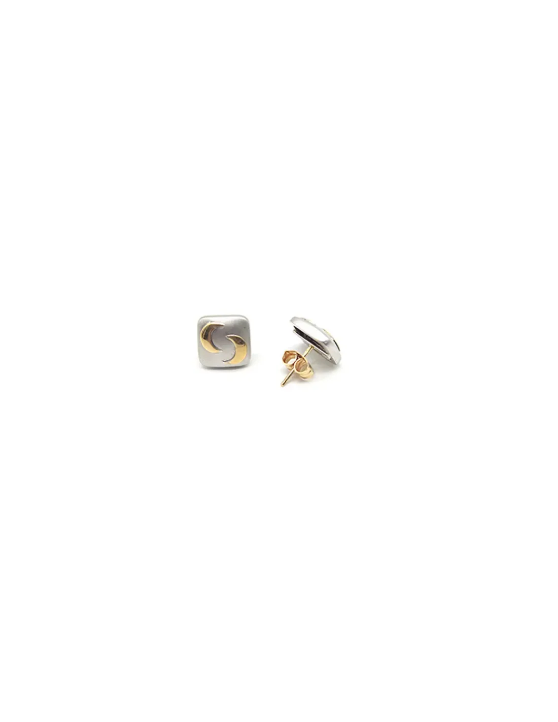 Flash Sale Pendientes cuadrados con lunas bicolor oro 18k Pendientes De Oro