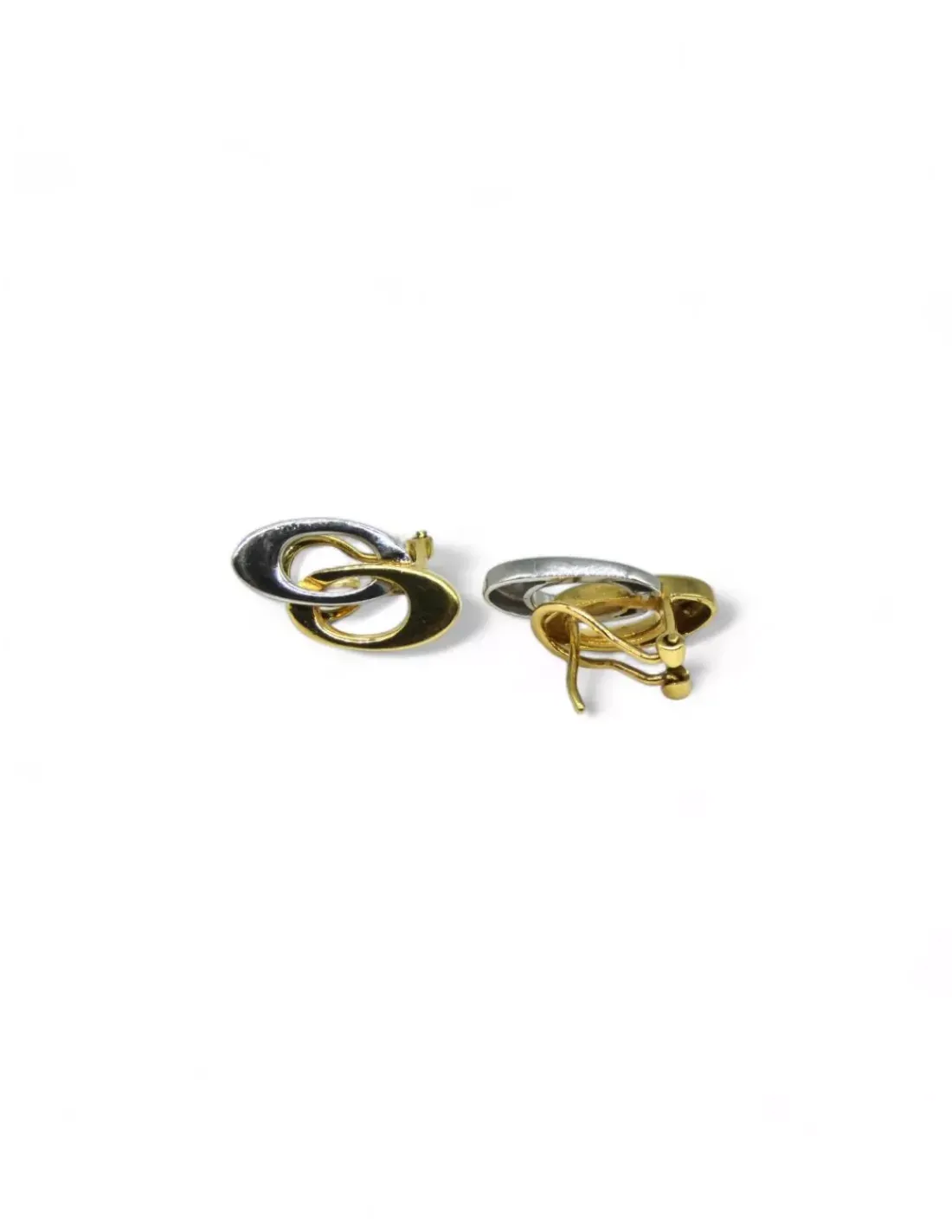 Hot Pendientes doble aro oval oro bicolor 18k Pendientes De Oro