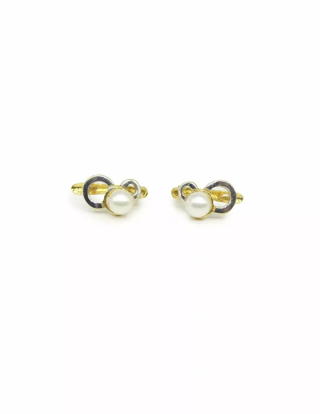 Best Pendientes doble circulo bicolor perla oro 18k Pendientes De Perlas | Pendientes De Oro
