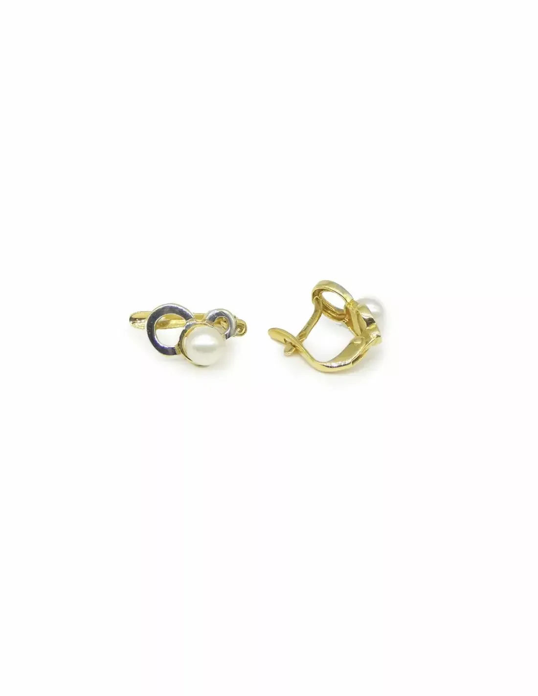 Best Pendientes doble circulo bicolor perla oro 18k Pendientes De Perlas | Pendientes De Oro
