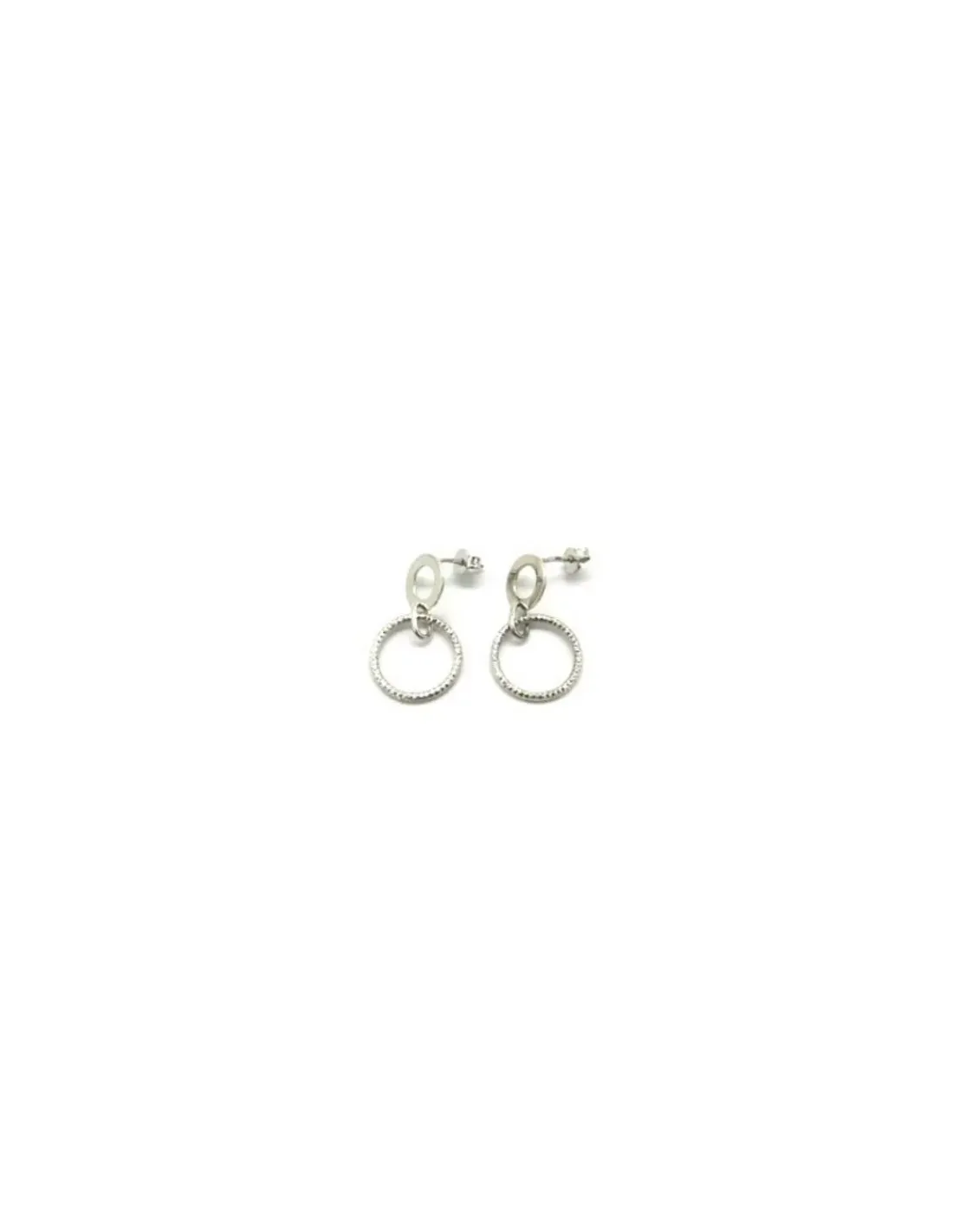 Hot Pendientes doble círculo colgante cierre presión plata Pendientes De Plata