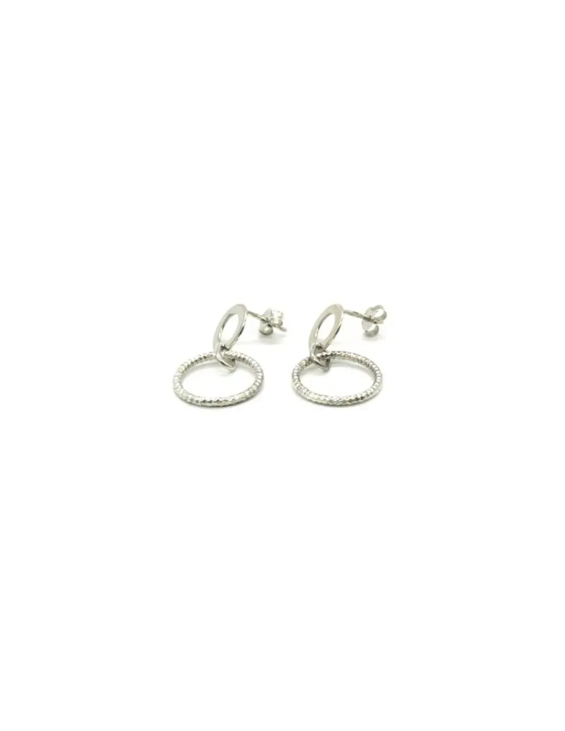 Hot Pendientes doble círculo colgante cierre presión plata Pendientes De Plata