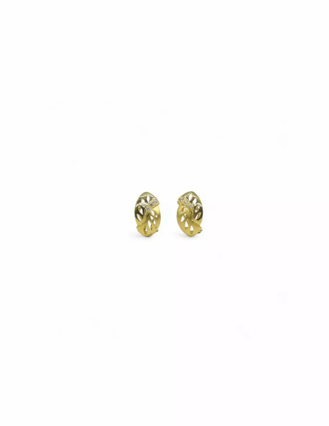 Best Sale Pendientes doble hoja con circonitas en oro de 18k Pendientes De Oro