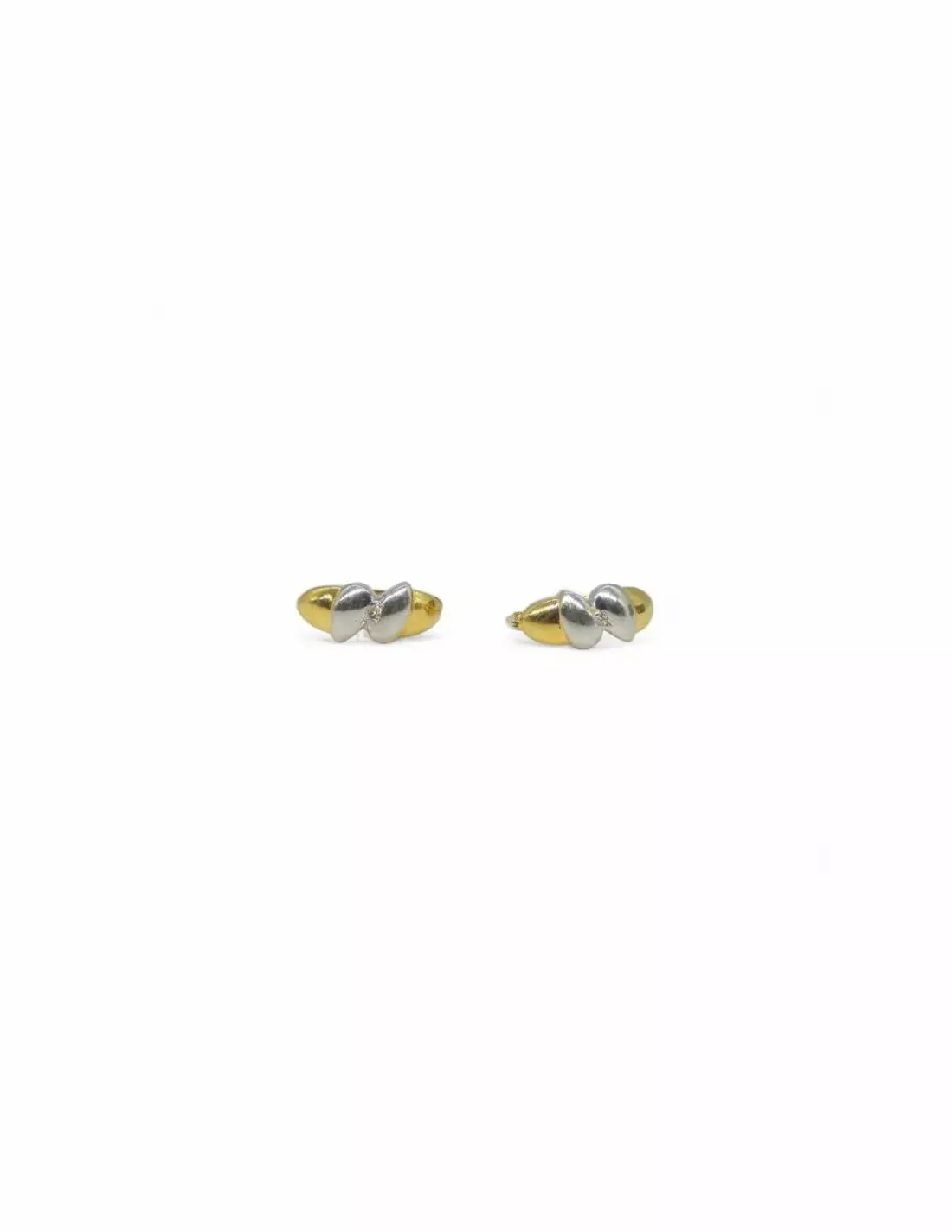 Fashion Pendientes en zig-zag con circonita oro bicolor 18k Pendientes De Oro