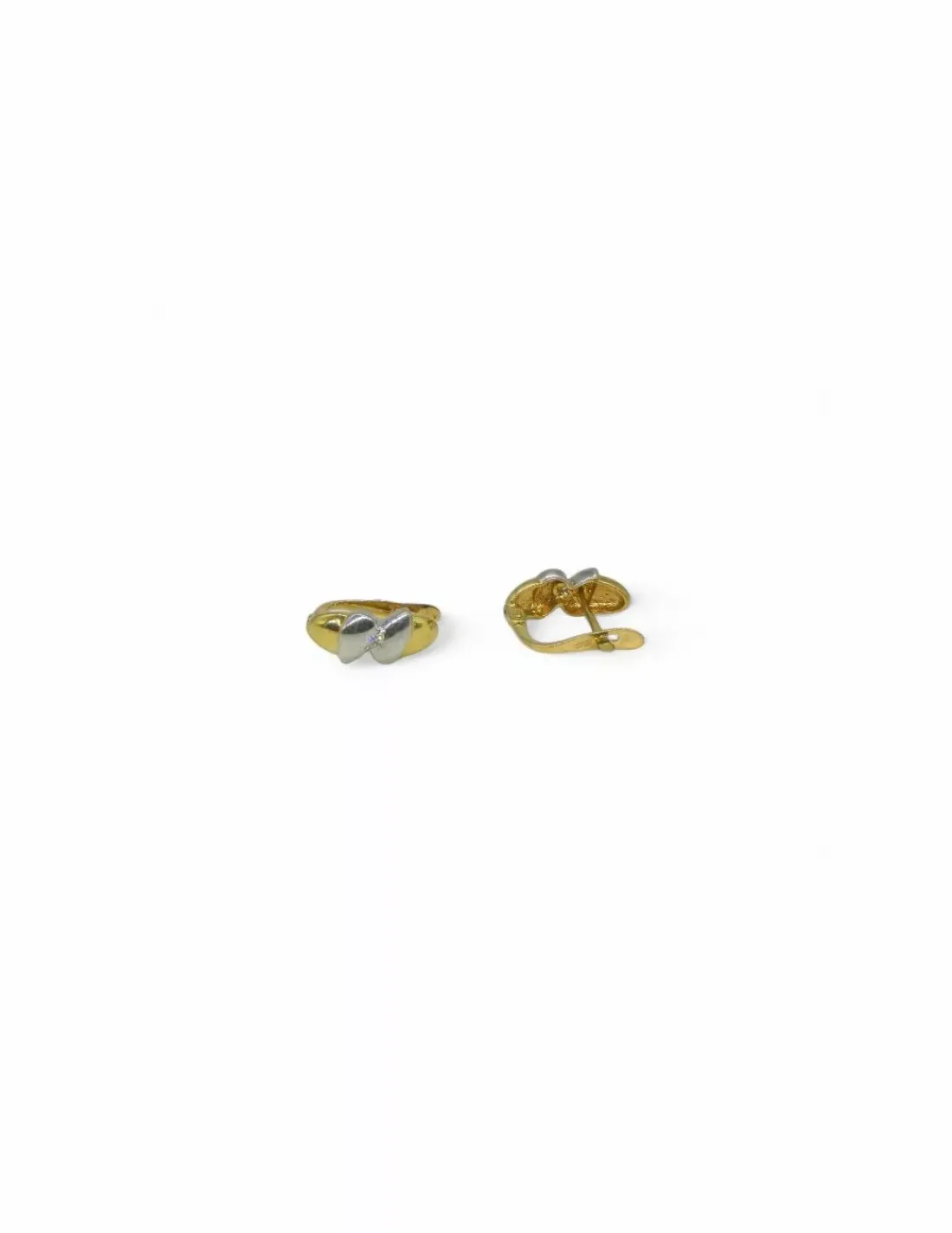 Fashion Pendientes en zig-zag con circonita oro bicolor 18k Pendientes De Oro