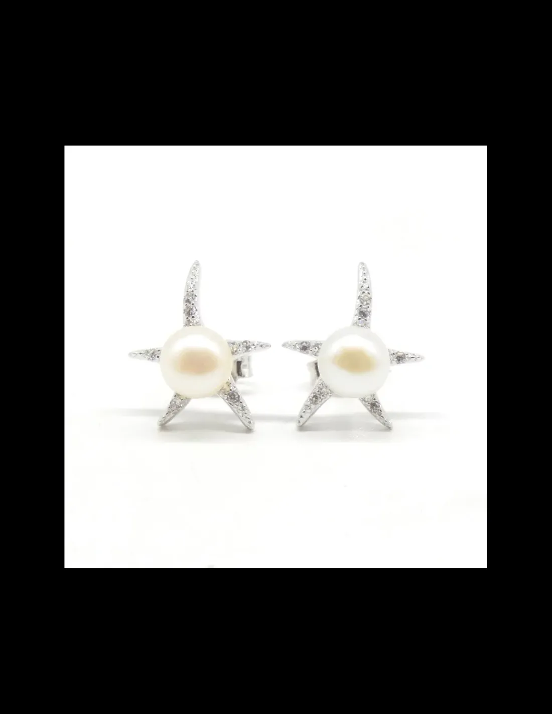 Best Pendientes estrella de mar perla cultivada blanca plata de Ley rodiada Pendientes De Plata