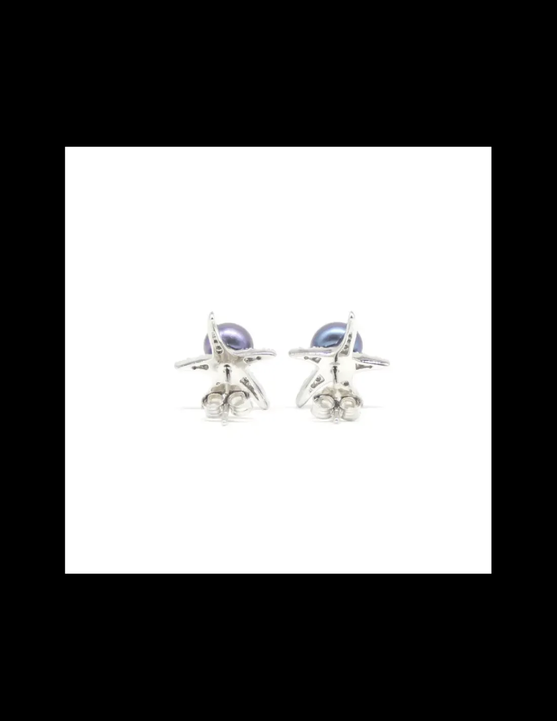 Discount Pendientes estrella de mar perla cultivada gris plata de Ley rodiada Pendientes De Plata