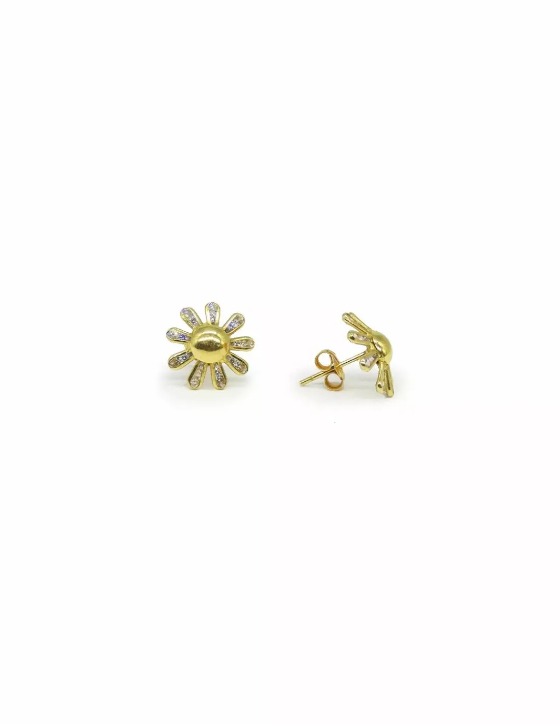Cheap Pendientes flor circonitas en los pétalos oro 18k Pendientes De Oro