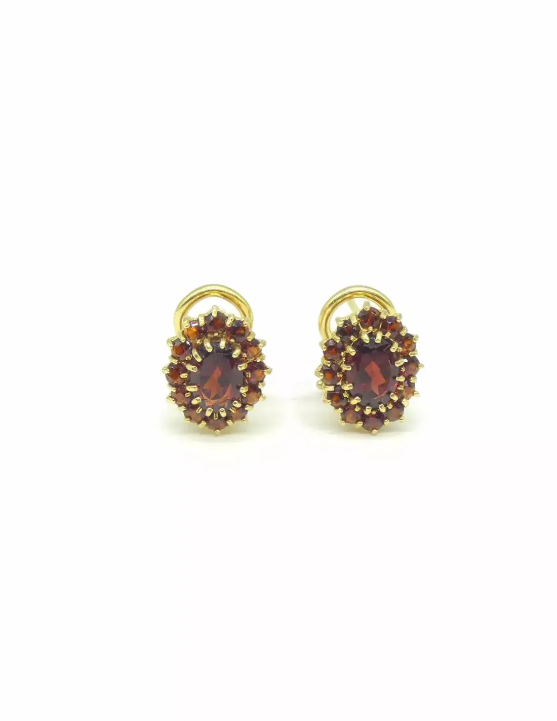 Fashion Pendientes flor piedra roja 18k Pendientes De Oro