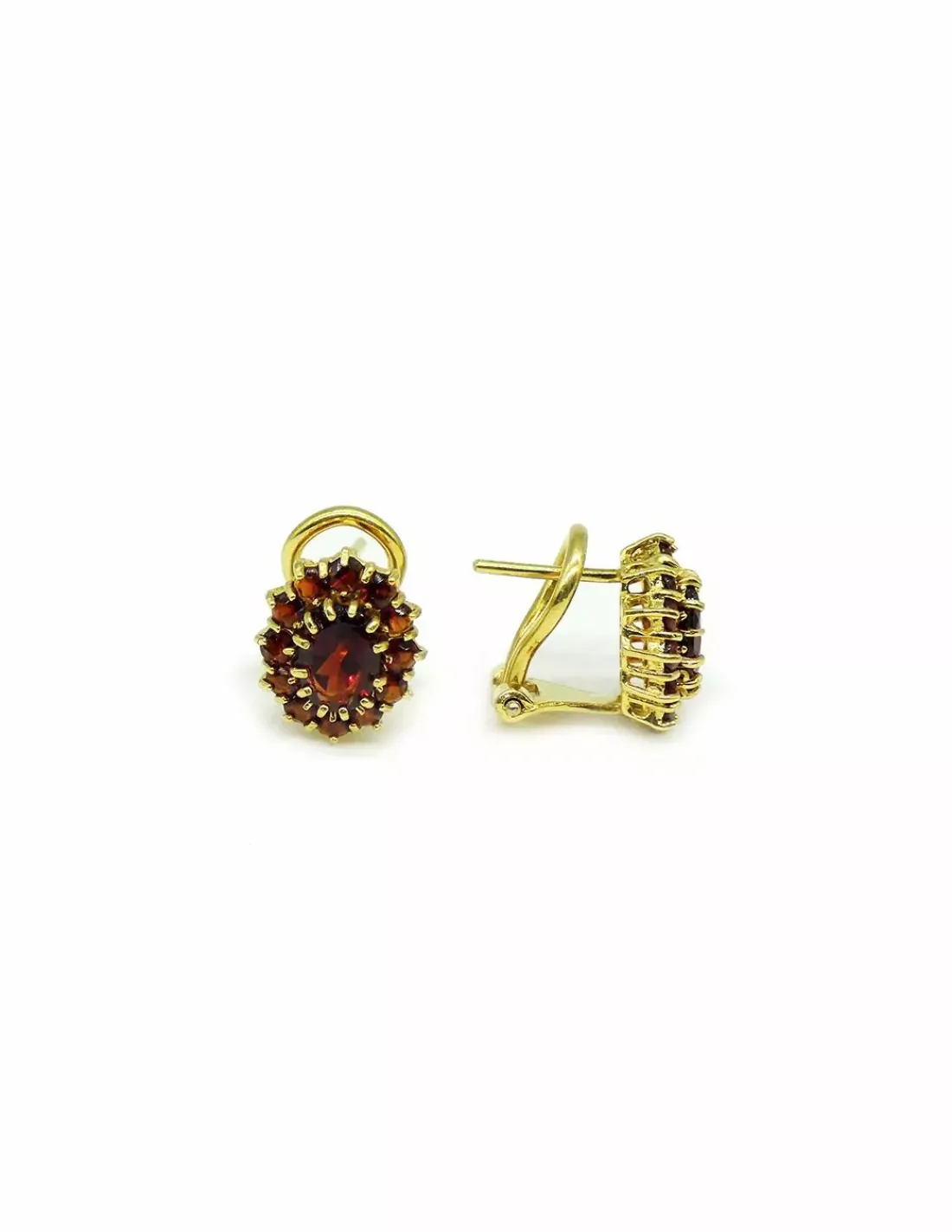 Fashion Pendientes flor piedra roja 18k Pendientes De Oro