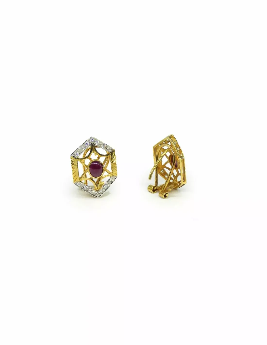 Fashion Pendientes forma rombo con circonitas y piedra morada 18k Pendientes De Oro