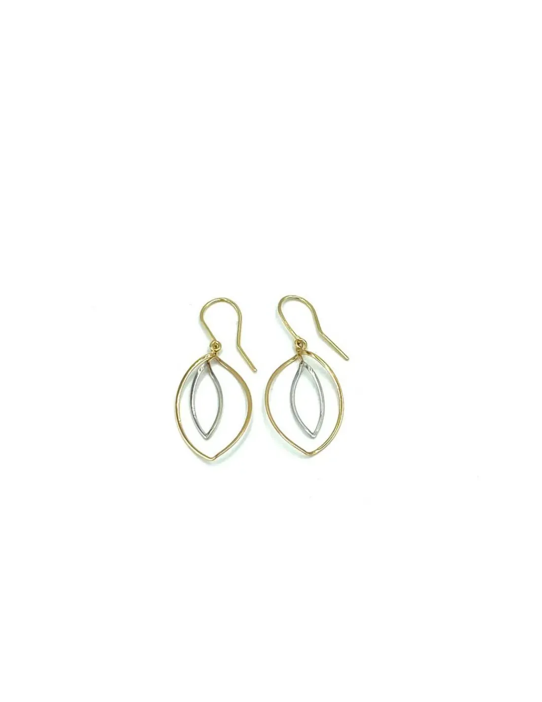 Fashion Pendientes largos bicolor ovalados 18k Pendientes De Oro