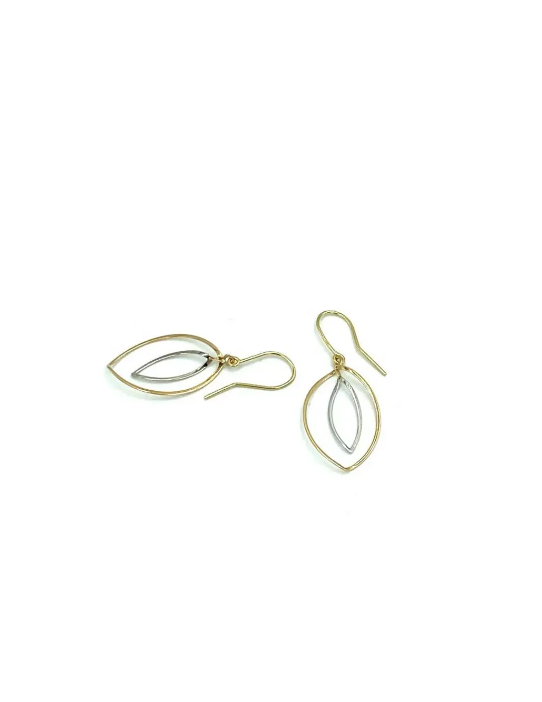 Fashion Pendientes largos bicolor ovalados 18k Pendientes De Oro