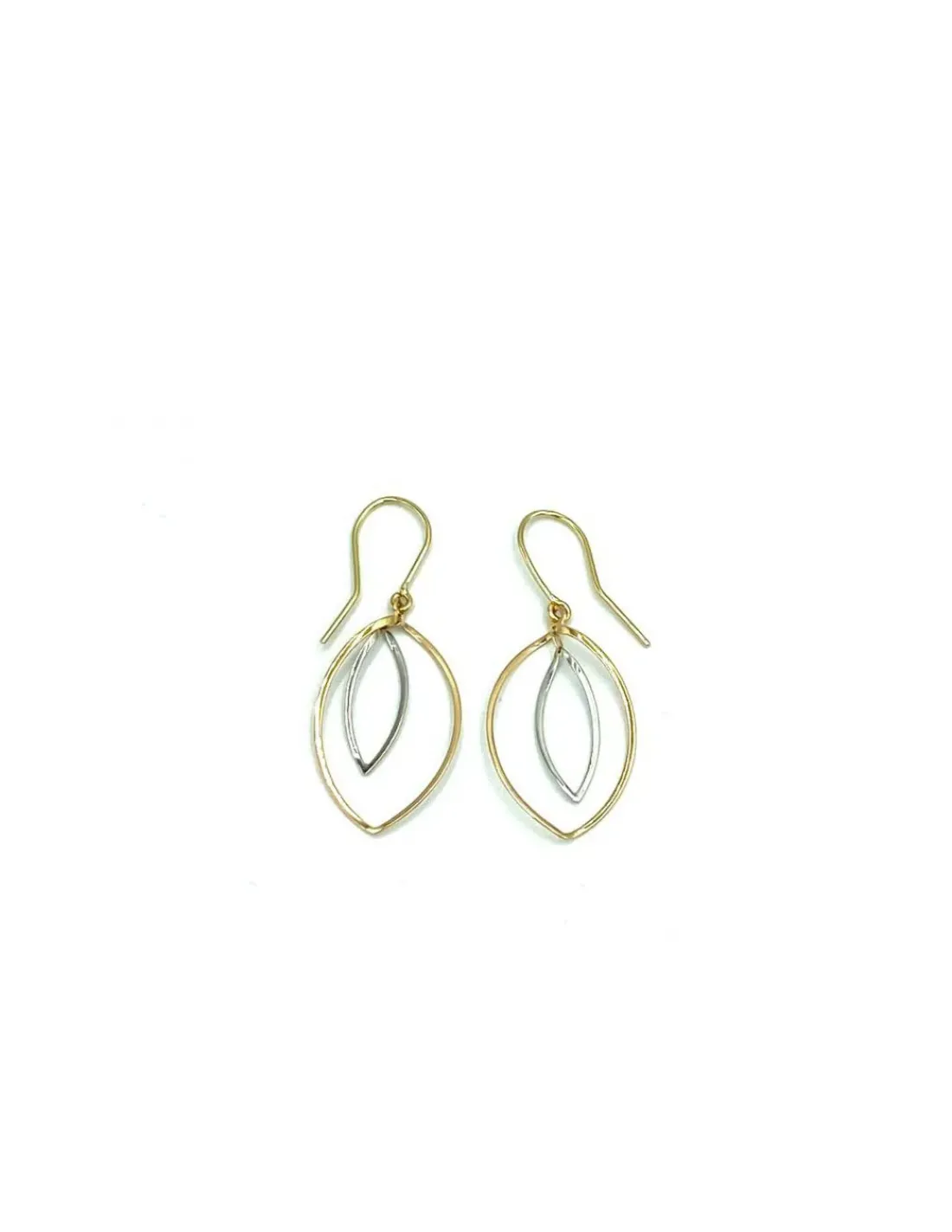 Fashion Pendientes largos bicolor ovalados 18k Pendientes De Oro