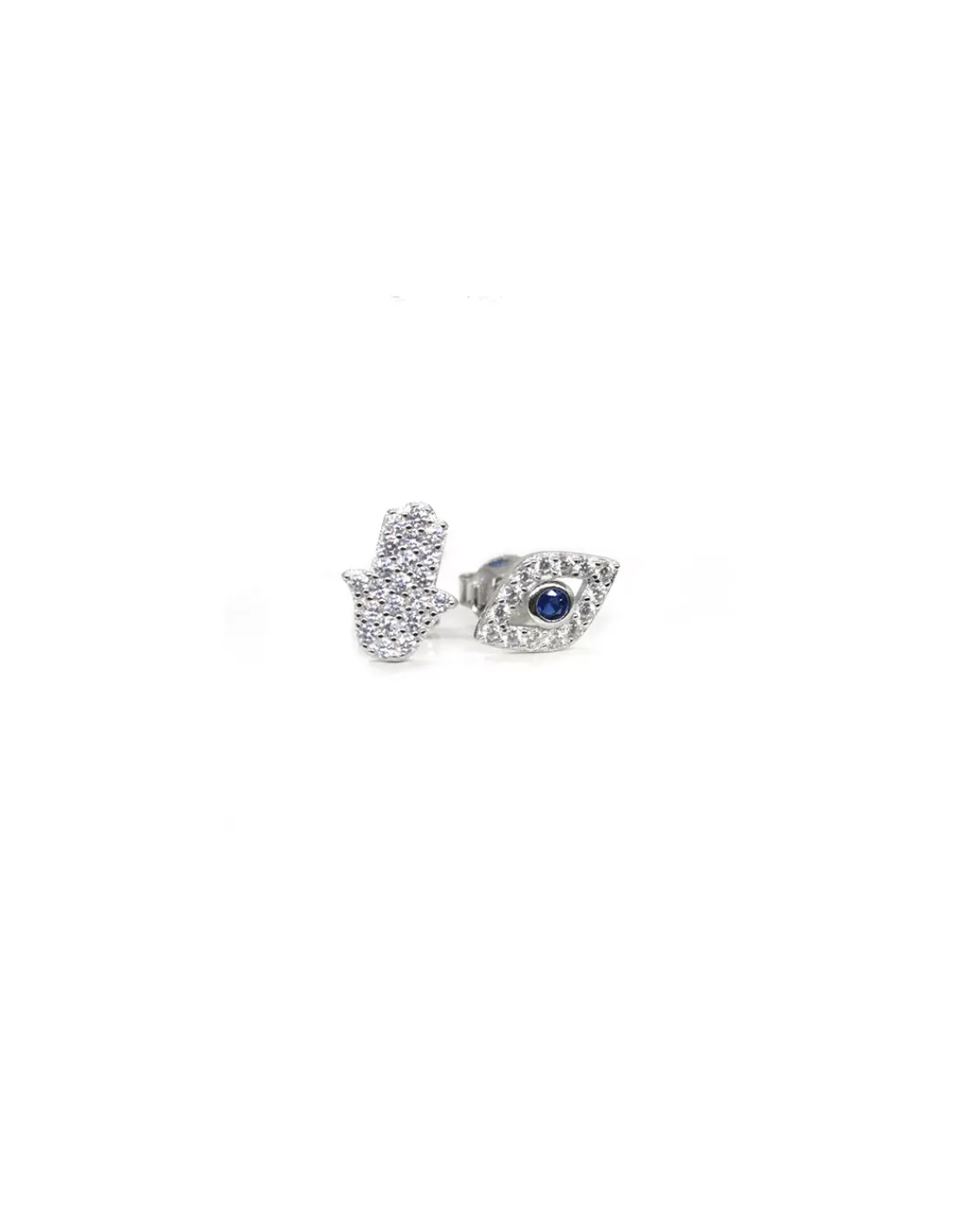 New Pendientes mano de Fátima y ojo de horus circonitas plata Pendientes De Plata