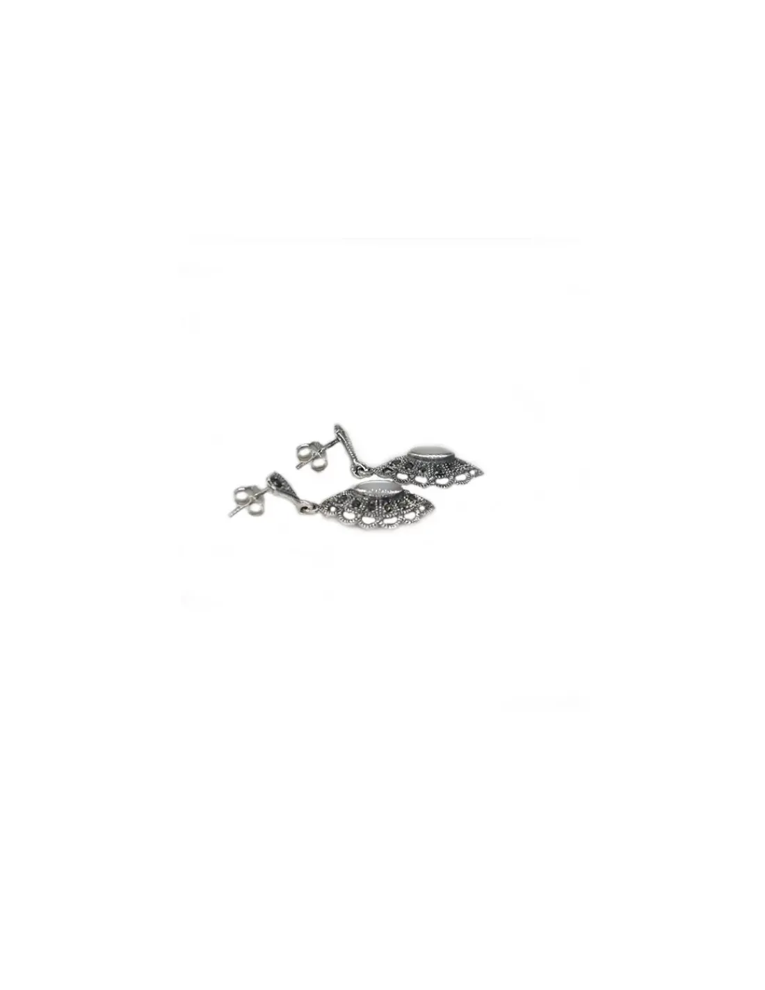 Hot Pendientes marquesita nácar blanco presión plata óxido Pendientes De Plata