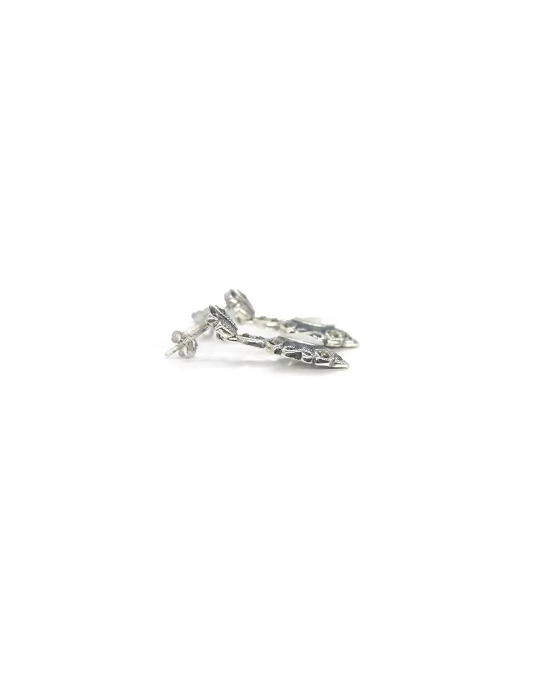 Cheap Pendientes marquesita nácar blanco presión plata óxido - Ley 925 Pendientes De Plata