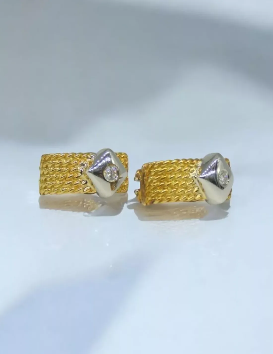 Fashion Pendientes maya con diamante oro bicolor 18k Pendientes Con Brillantes | Pendientes De Oro