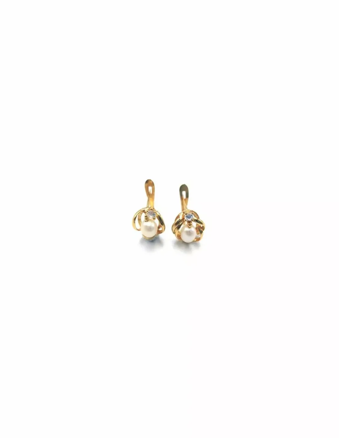 Fashion Pendientes orla perla y circonita oro 18k Pendientes De Oro